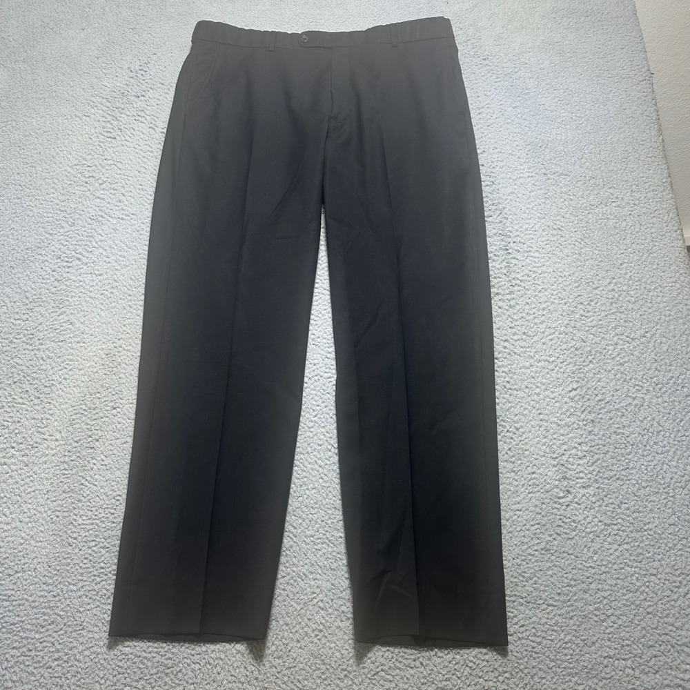Ballin Comfort EZE Men's Wool Dress Pants 36 Black Flat Front Tailored Trousers